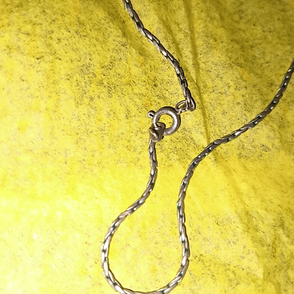 Vintage Rough Cut Ruby Stone Silver Pendant & Cha… - image 4